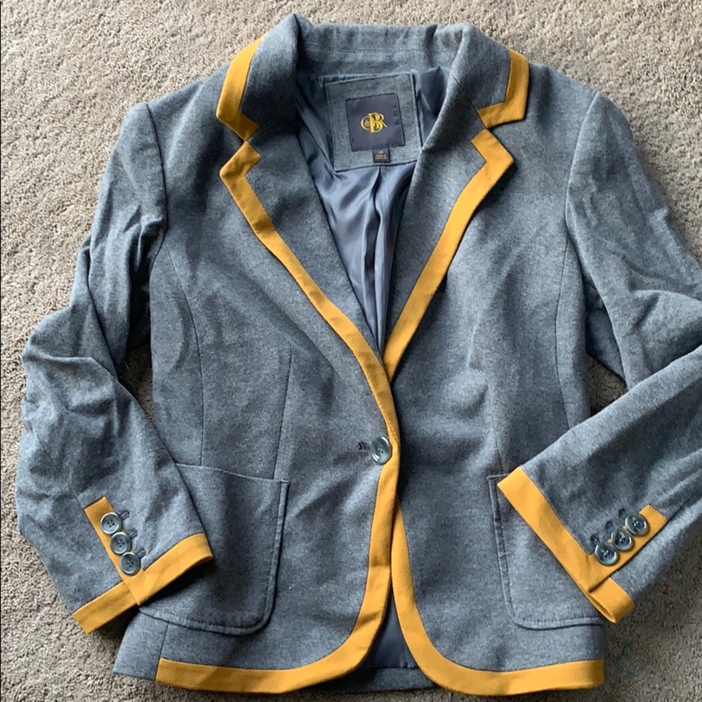 Banana Republic grey mustard yellow blazer XS